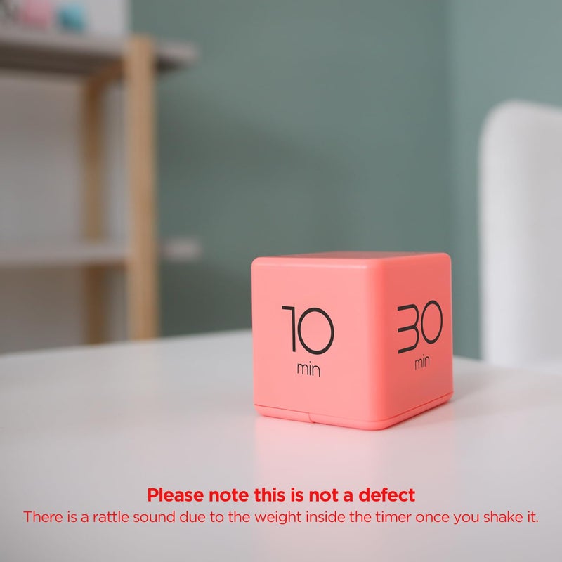 mooas Cube Timer (Coral), Timers Cube Flip Block Timers Productivity Gravity Sensor Time Management for Kids ADHD Classroom Kitchen Desk Workout Cooking Study 10, 30, 50, 60 min Timer Setting - Image 2